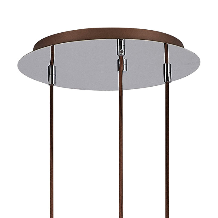 Nelson Lighting NL91659 Tokyo Slim 3 Light Round Pendant Mocha Polished Chrome