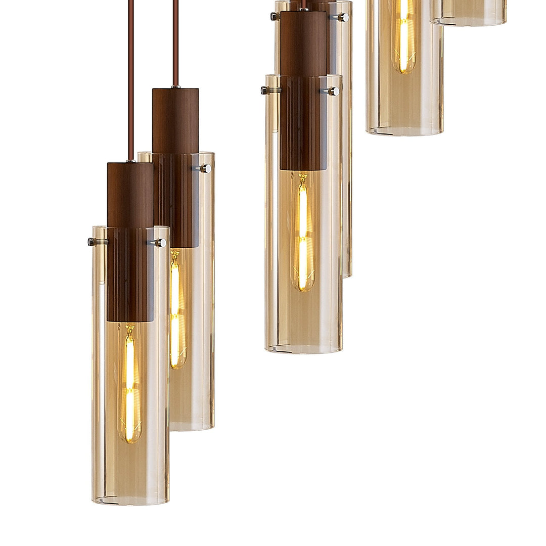 Nelson Lighting NL91689 Tokyo Slim 15 Light Round Pendant Mocha Polished Chrome