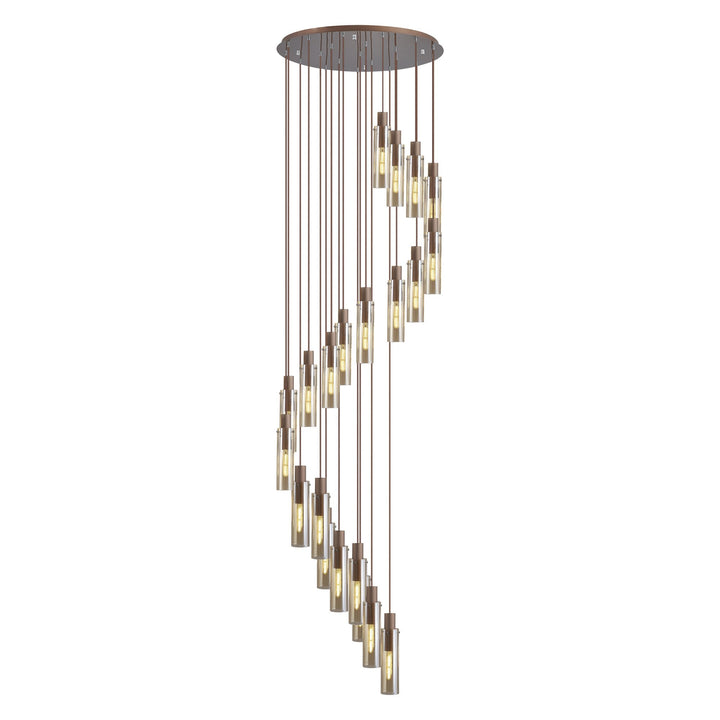 Nelson Lighting NL91699 Tokyo Slim 21 Light Round Pendant Mocha Polished Chrome