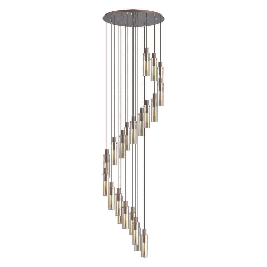 Nelson Lighting NL91699 Tokyo Slim 21 Light Round Pendant Mocha Polished Chrome