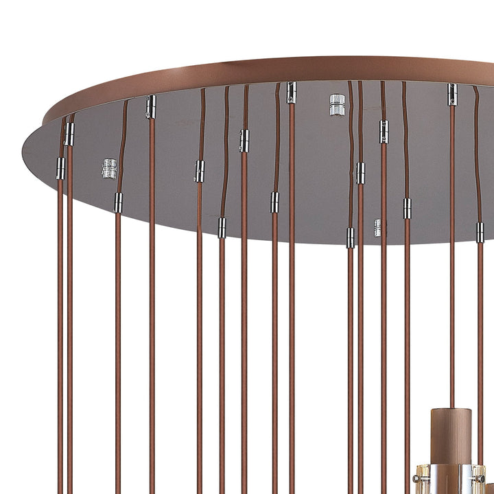 Nelson Lighting NL91699 Tokyo Slim 21 Light Round Pendant Mocha Polished Chrome