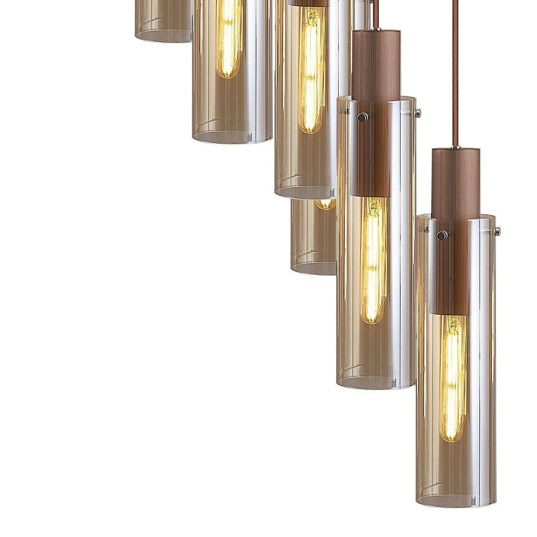 Nelson Lighting NL91699 Tokyo Slim 21 Light Round Pendant Mocha Polished Chrome