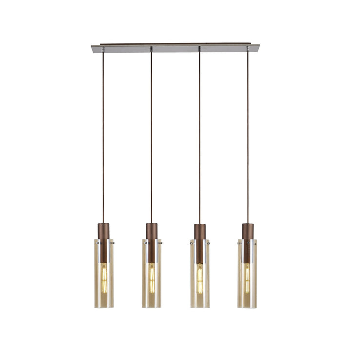 Nelson Lighting NL91709 Tokyo  Slim 4 Light Linear Pendant Mocha Polished Chrome