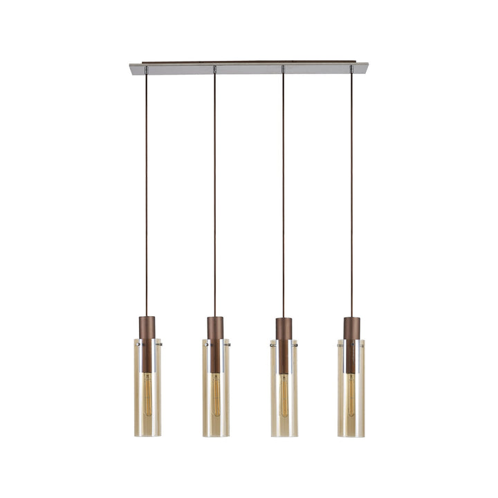 Nelson Lighting NL91709 Tokyo  Slim 4 Light Linear Pendant Mocha Polished Chrome