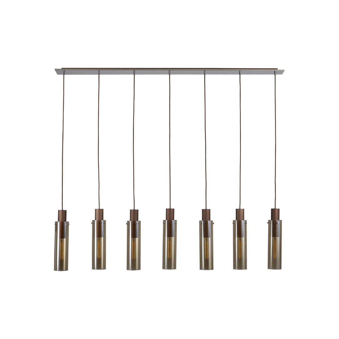 Nelson Lighting NL91729 Tokyo Slim 7 Light Linear Pendant Mocha Polished Chrome