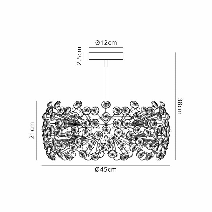 Nelson Lighting NL82029 Paris 8 Light Ceiling Light Polished Chrome Crystal