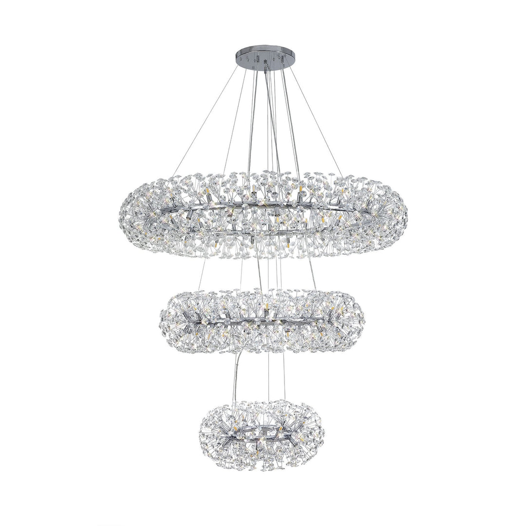 Nelson Lighting NL82039 Paris 74 Light 3 Tier Pendant Polished Chrome Crystal