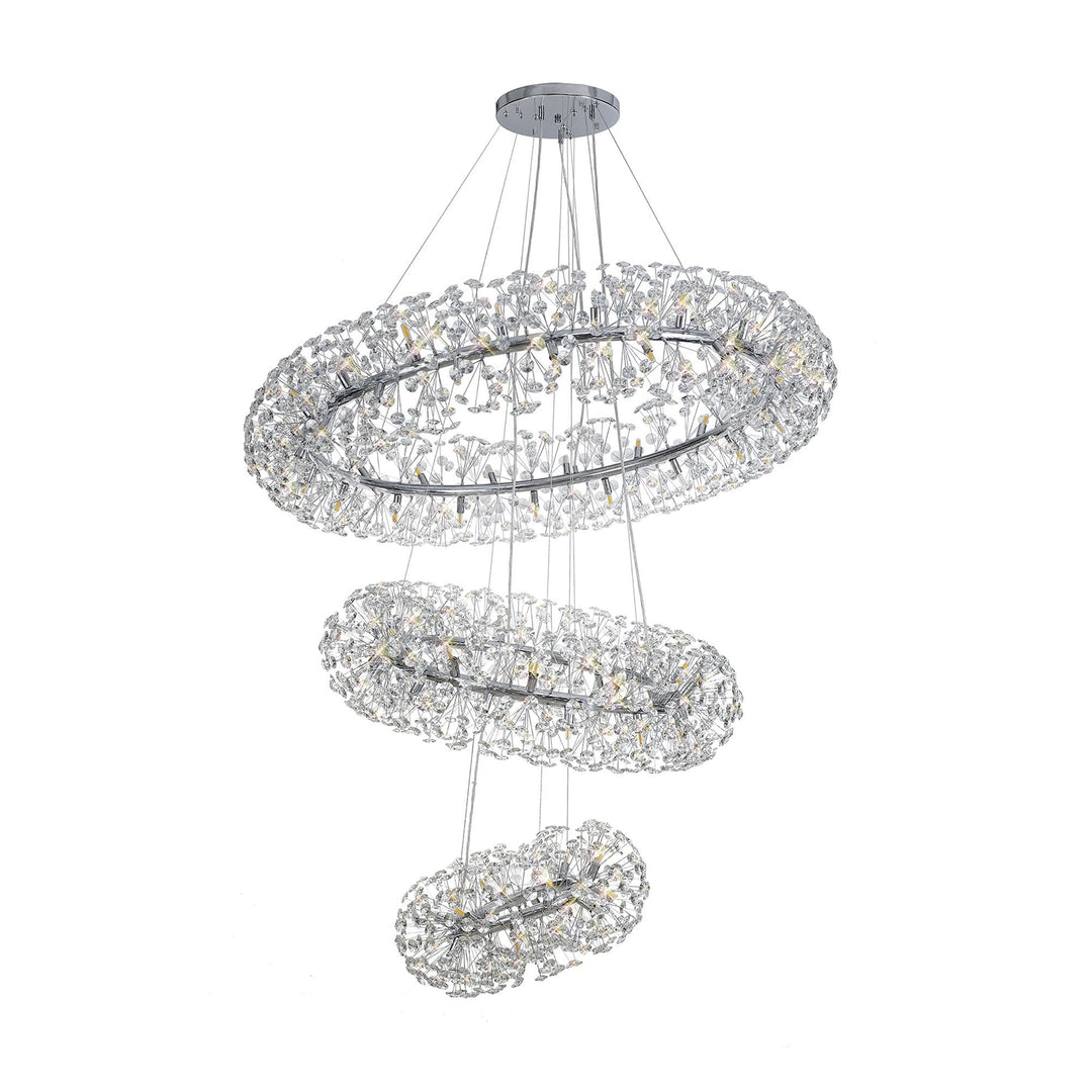 Nelson Lighting NL82039 Paris 74 Light 3 Tier Pendant Polished Chrome Crystal