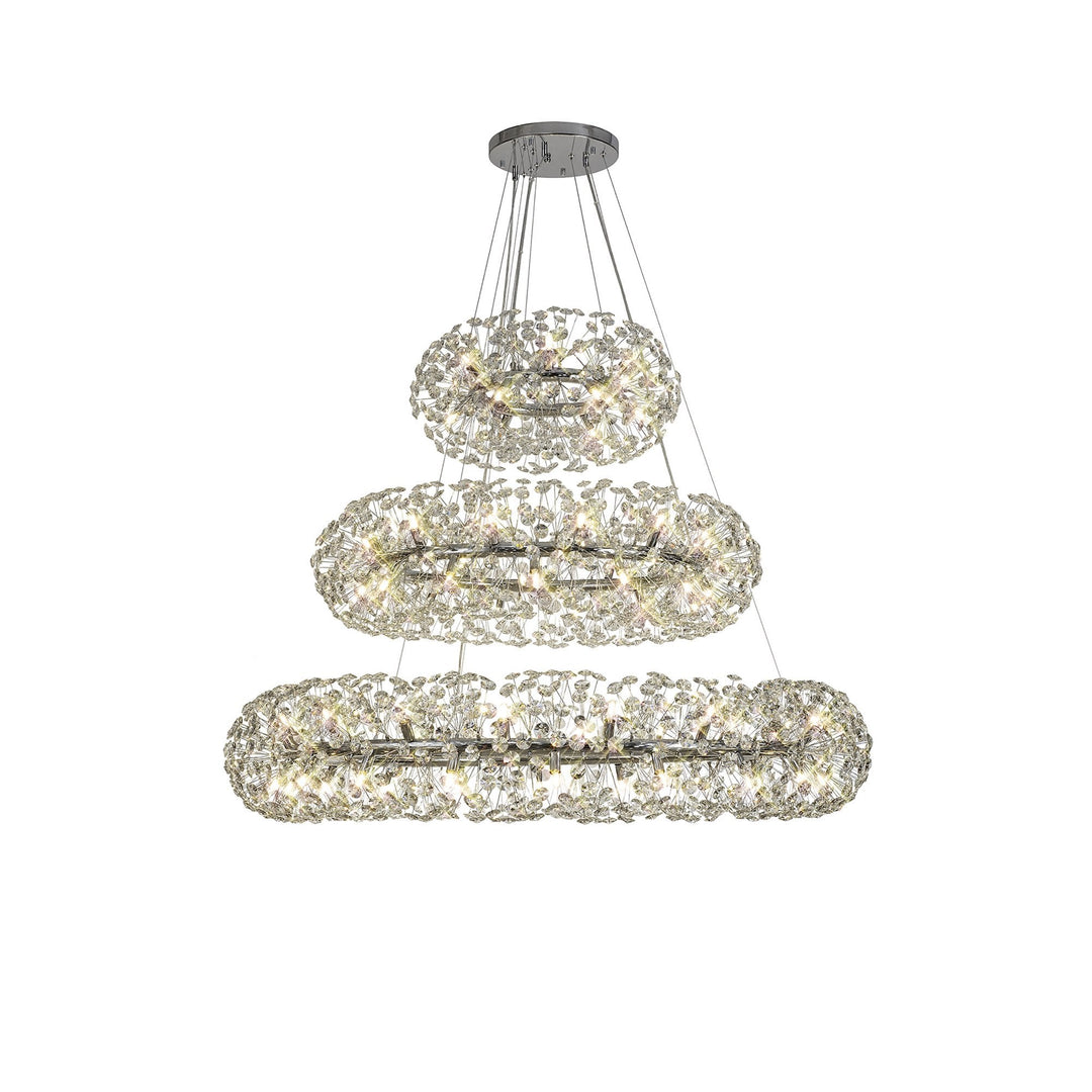 Nelson Lighting NL82039 Paris 74 Light 3 Tier Pendant Polished Chrome Crystal