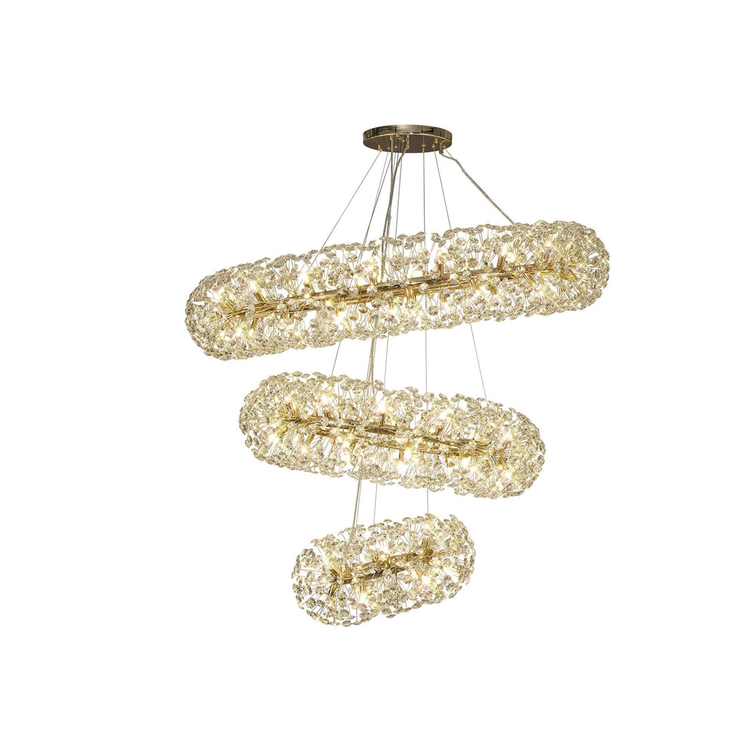 Nelson Lighting NL82089 Paris  74 Light 3 Tier Pendant French Gold Crystal