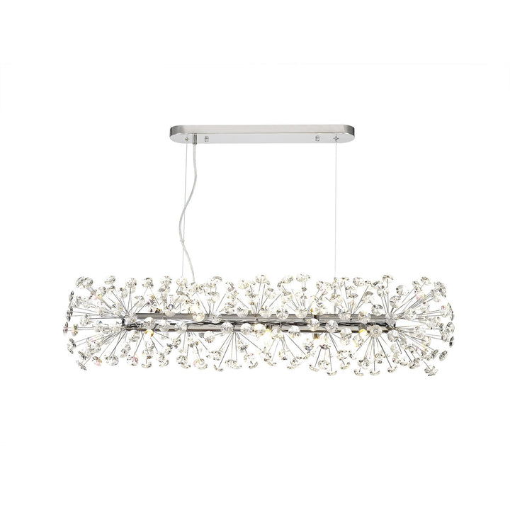 Nelson Lighting NL82929 Paris 10 Light Oblong Linear Pendant Polished Chrome Crystal