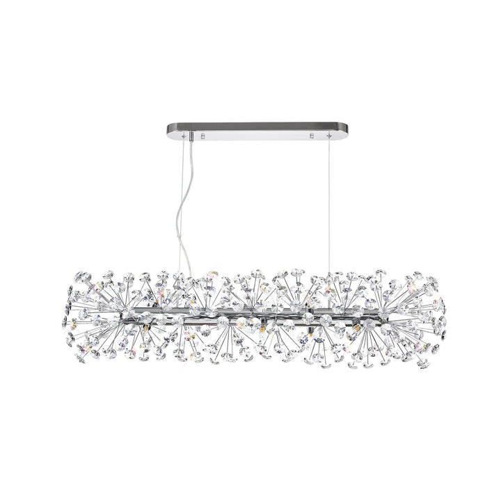 Nelson Lighting NL82929 Paris 10 Light Oblong Linear Pendant Polished Chrome Crystal