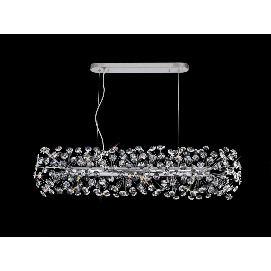 Nelson Lighting NL82929 Paris 10 Light Oblong Linear Pendant Polished Chrome Crystal