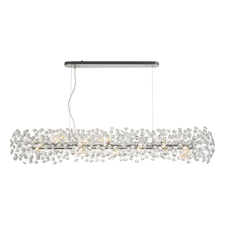 Nelson Lighting NL82939 Paris 14 Light Oblong Linear Pendant Polished Chrome Crystal