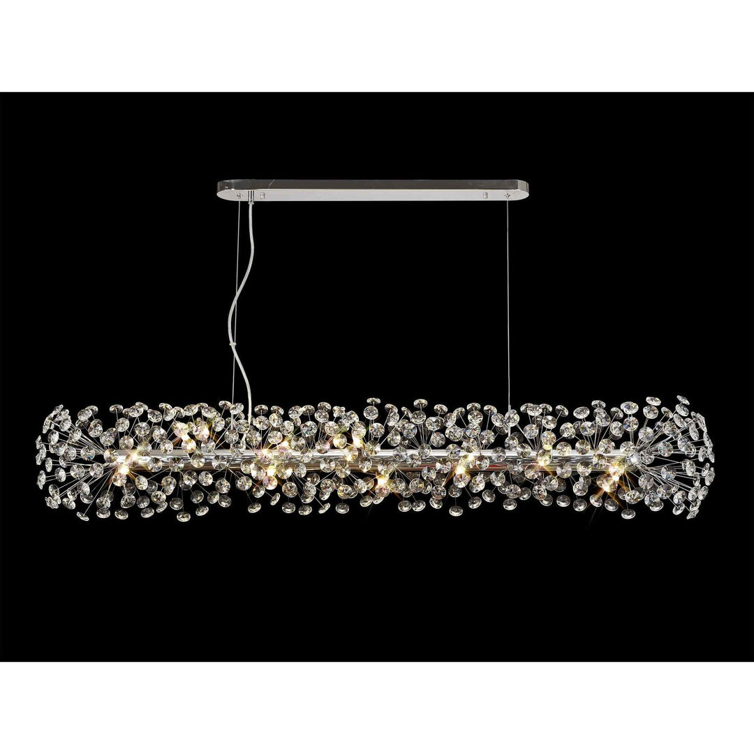 Nelson Lighting NL82939 Paris 14 Light Oblong Linear Pendant Polished Chrome Crystal