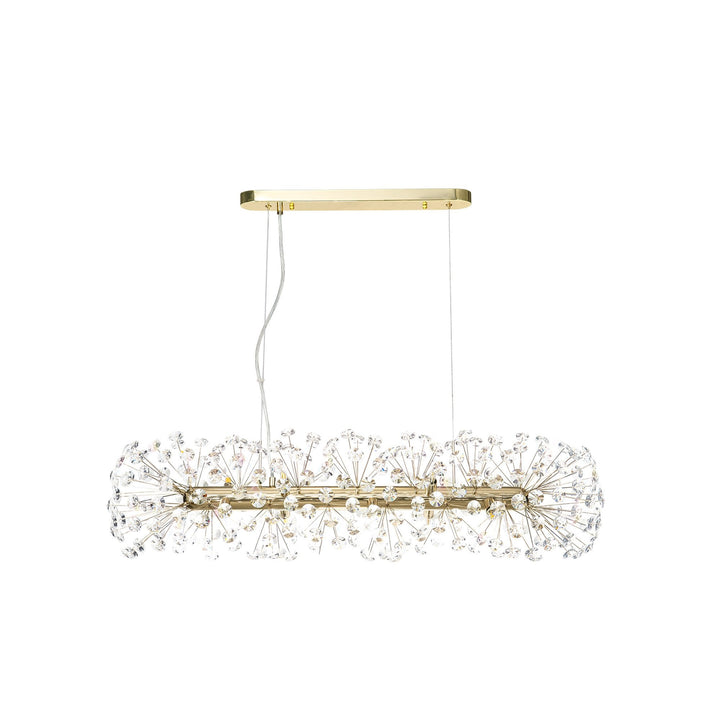 Nelson Lighting NL82949 Paris 10 Light Oblong Linear Pendant French Gold Crystal