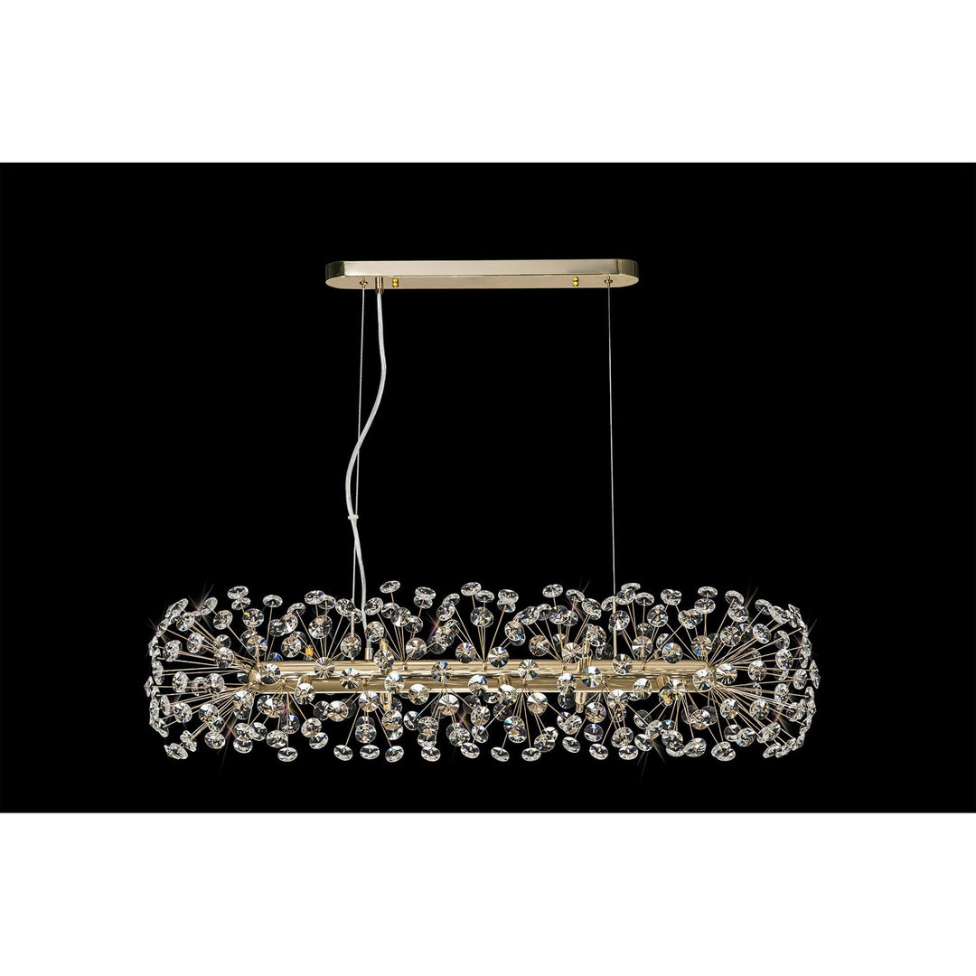 Nelson Lighting NL82949 Paris 10 Light Oblong Linear Pendant French Gold Crystal