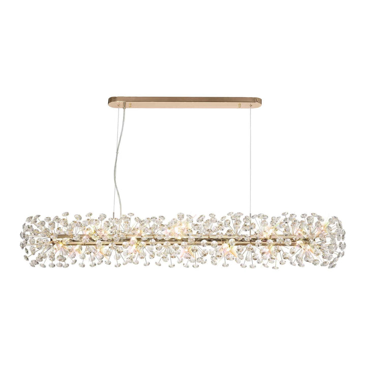 Nelson Lighting NL82959 Paris 14 Light Oblong Linear Pendant French Gold Crystal