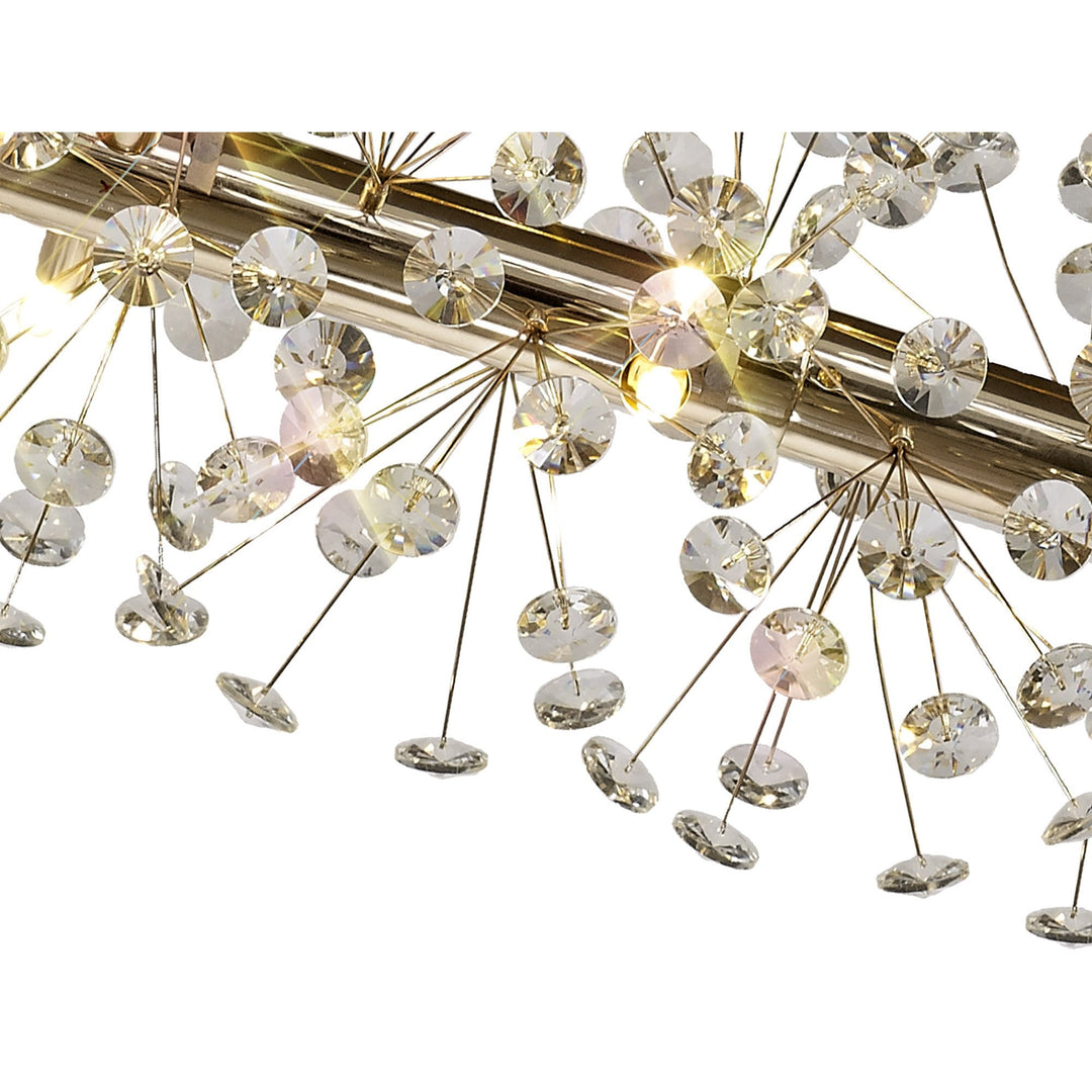 Nelson Lighting NL82959 Paris 14 Light Oblong Linear Pendant French Gold Crystal