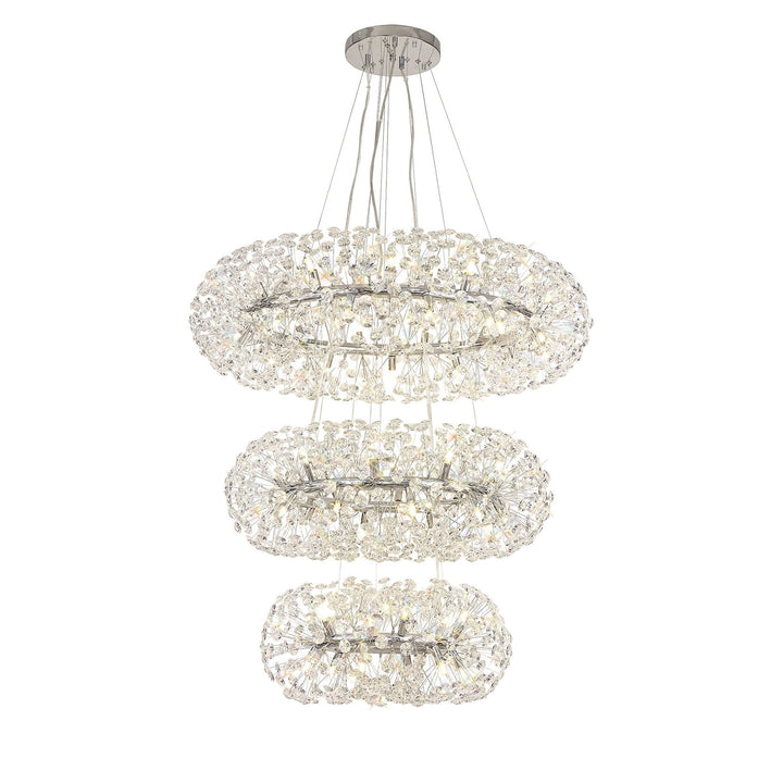 Nelson Lighting NL84239 Paris 58 Light 3 Tier Pendant Polished Chrome Crystal