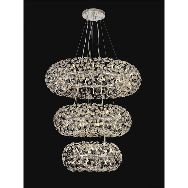 Nelson Lighting NL84239 Paris 58 Light 3 Tier Pendant Polished Chrome Crystal