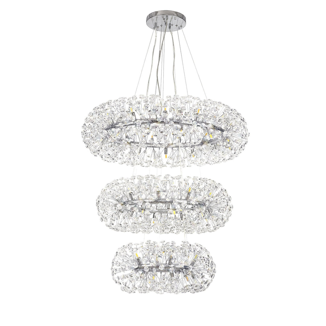 Nelson Lighting NL84239 Paris 58 Light 3 Tier Pendant Polished Chrome Crystal