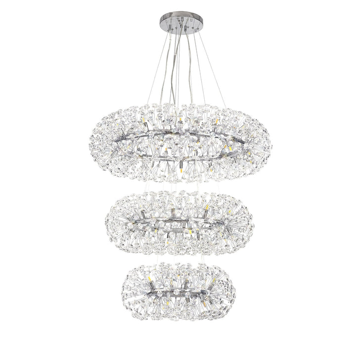 Nelson Lighting NL84239 Paris 58 Light 3 Tier Pendant Polished Chrome Crystal