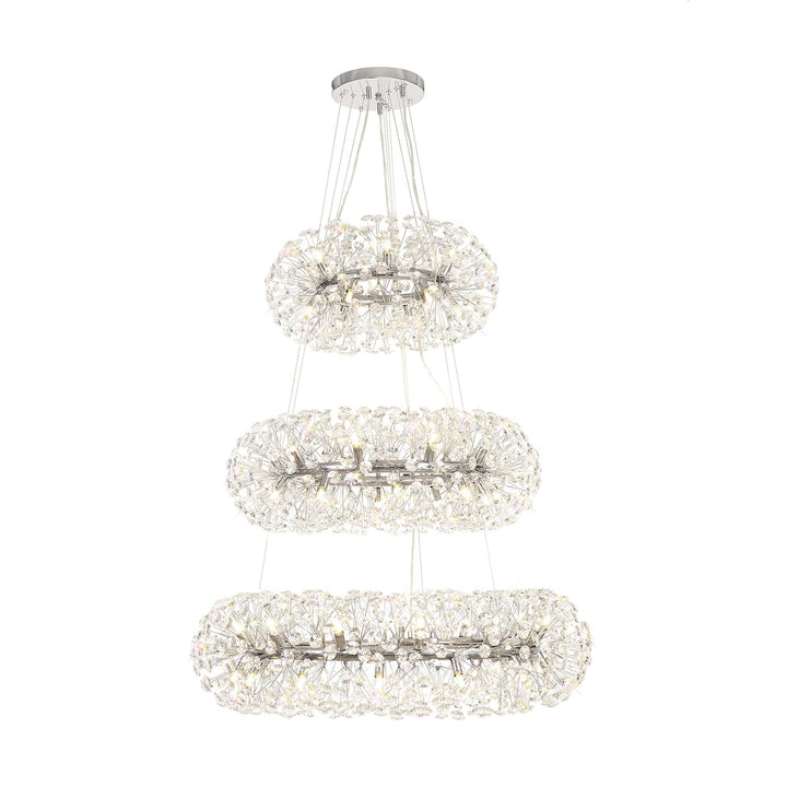 Nelson Lighting NL84239 Paris 58 Light 3 Tier Pendant Polished Chrome Crystal