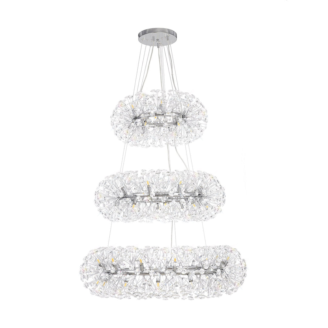 Nelson Lighting NL84239 Paris 58 Light 3 Tier Pendant Polished Chrome Crystal