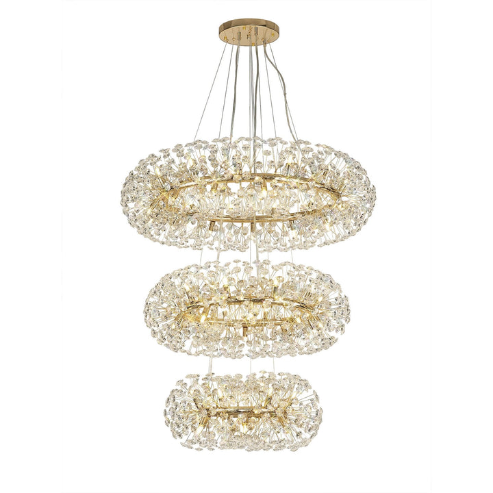 Nelson Lighting NL84249 Paris 58 Light 3 Tier Pendant French Gold Crystal