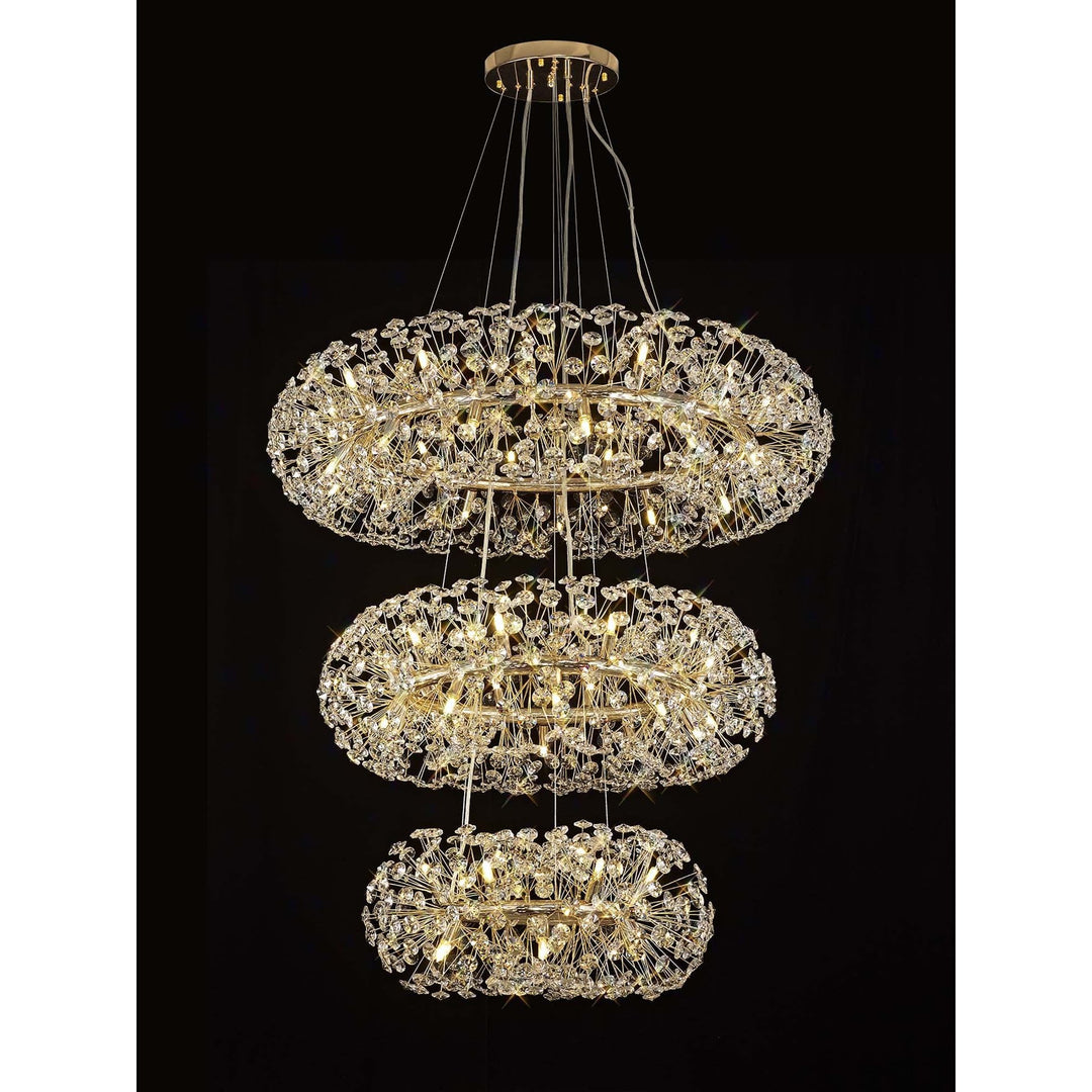 Nelson Lighting NL84249 Paris 58 Light 3 Tier Pendant French Gold Crystal