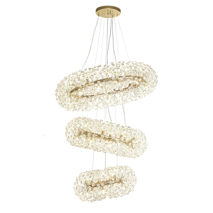 Nelson Lighting NL84249 Paris 58 Light 3 Tier Pendant French Gold Crystal