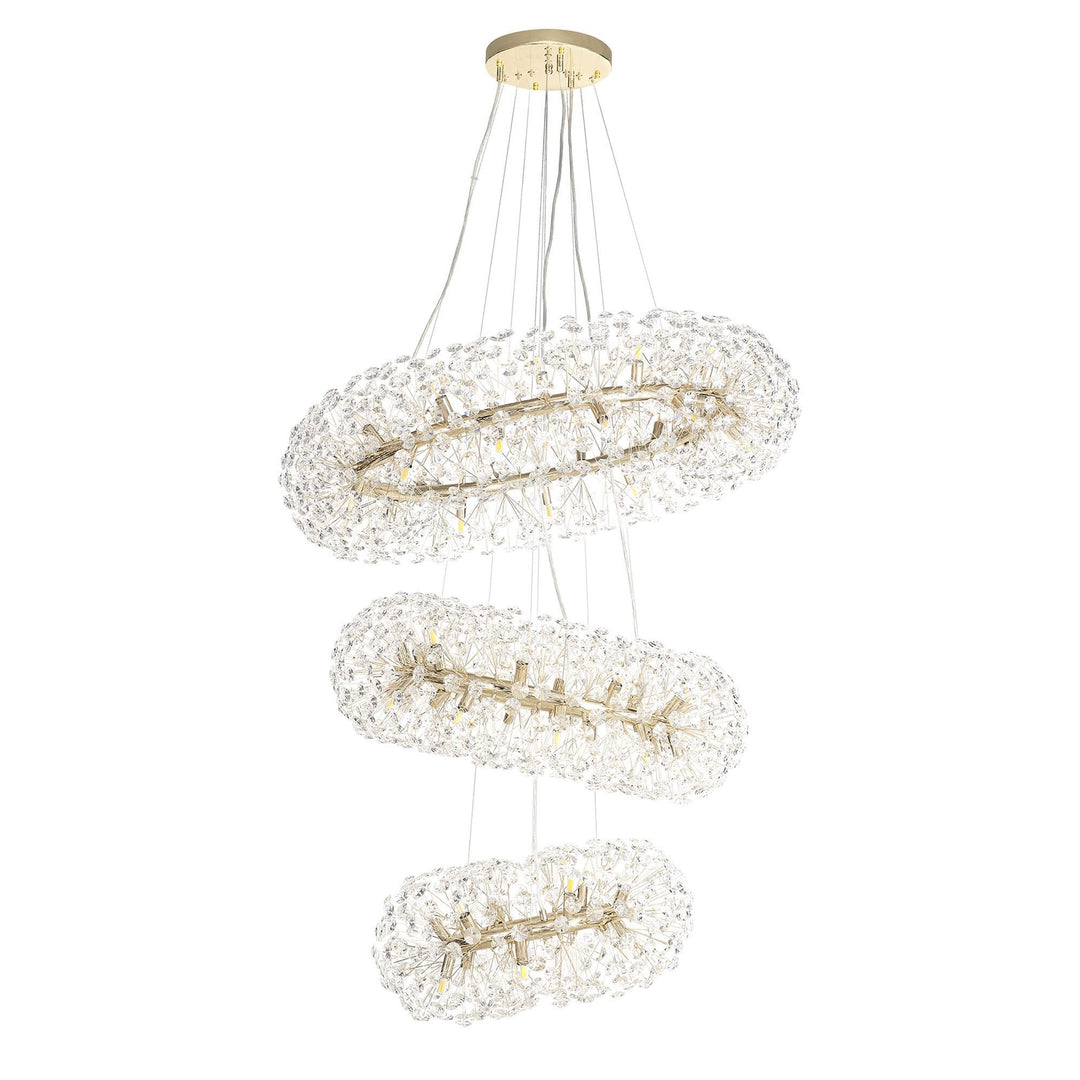 Nelson Lighting NL84249 Paris 58 Light 3 Tier Pendant French Gold Crystal