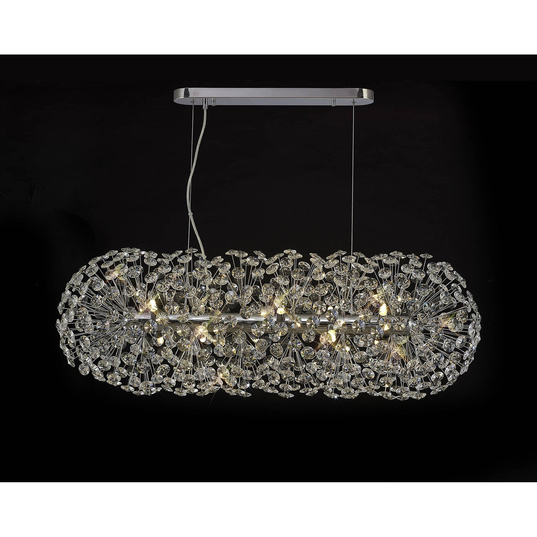 Nelson Lighting NL87759 Paris 10 Light Oblong Linear Pendant Polished Chrome Crystal