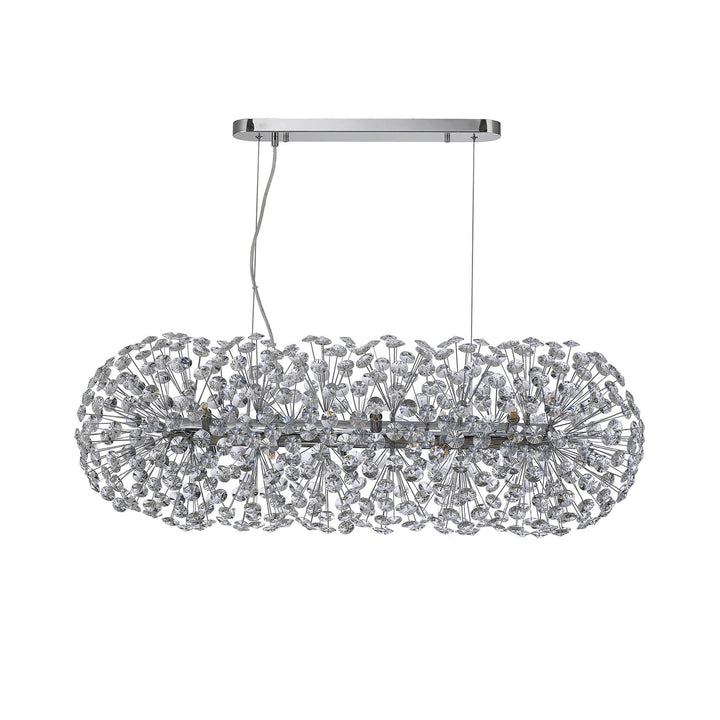 Nelson Lighting NL87759 Paris 10 Light Oblong Linear Pendant Polished Chrome Crystal