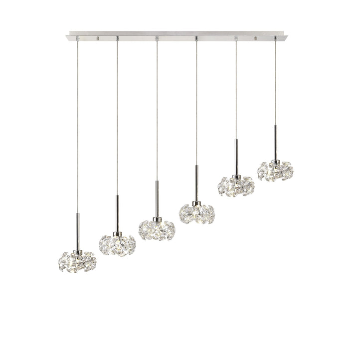 Nelson Lighting NLK04939 Paris 6 Light Linear Pendant Polished Chrome Crystal