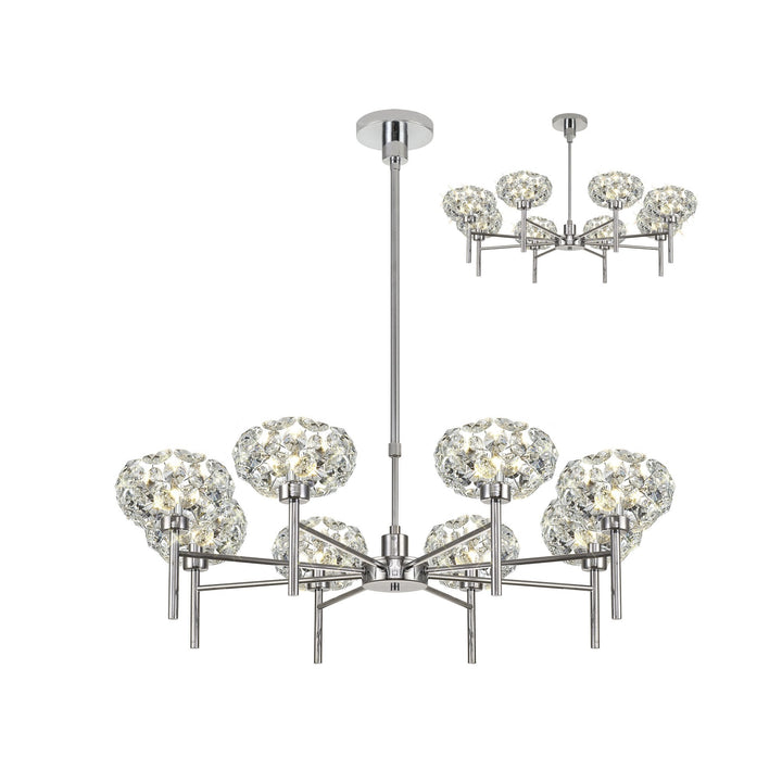 Nelson Lighting NLK05009 Paris 8 Light Pendant/Ceiling Light Polished Chrome Crystal