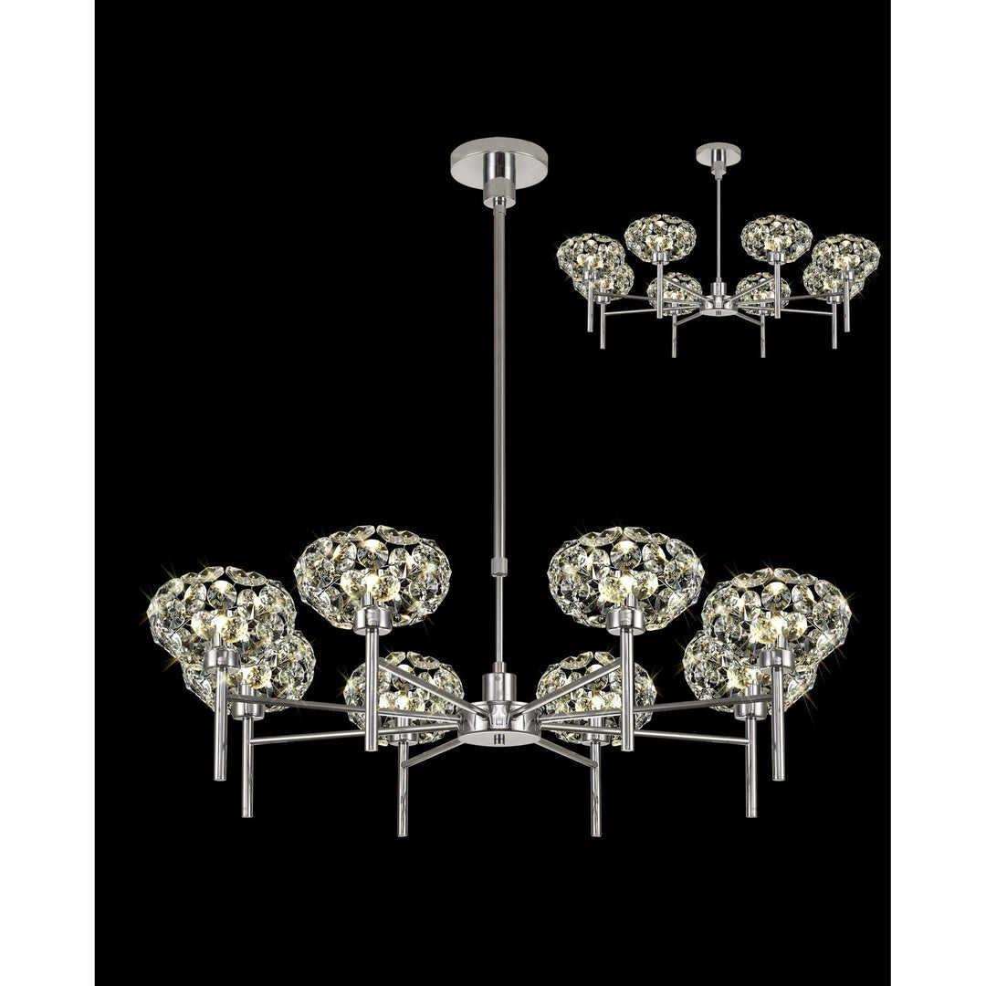 Nelson Lighting NLK05009 Paris 8 Light Pendant/Ceiling Light Polished Chrome Crystal