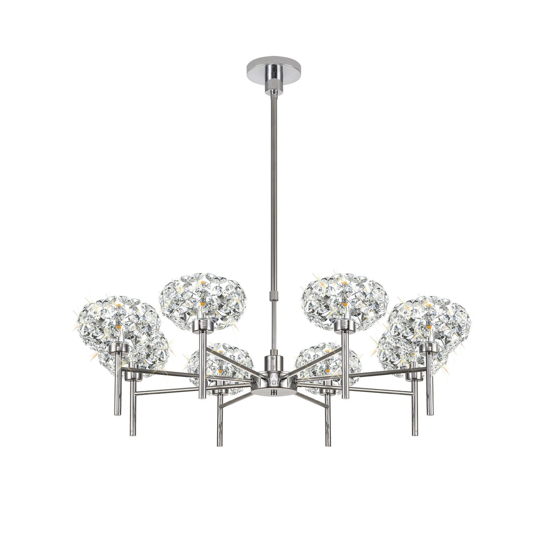 Nelson Lighting NLK05009 Paris 8 Light Pendant/Ceiling Light Polished Chrome Crystal