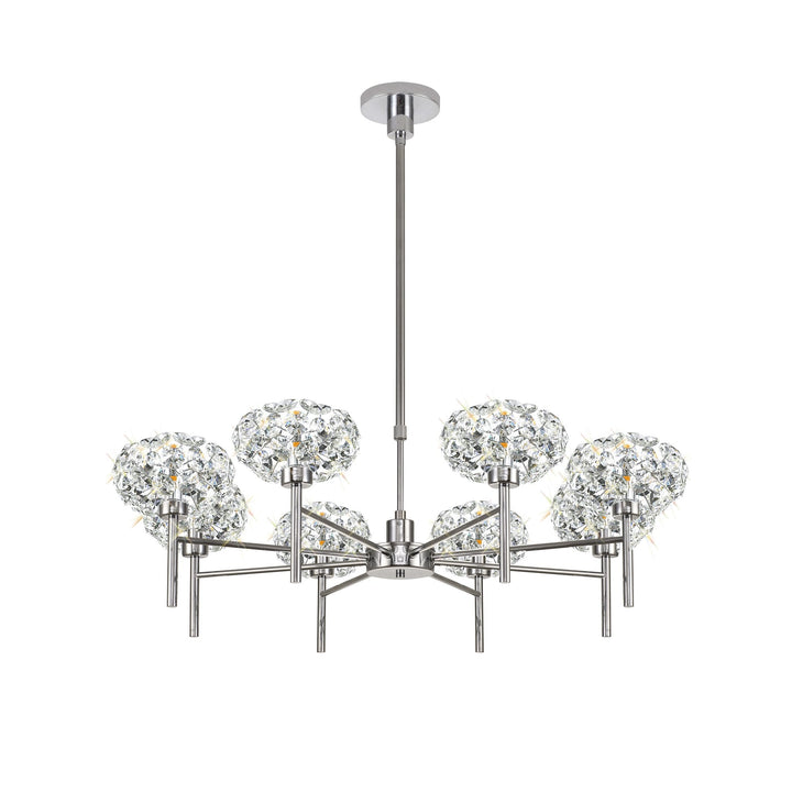 Nelson Lighting NLK05009 Paris 8 Light Pendant/Ceiling Light Polished Chrome Crystal