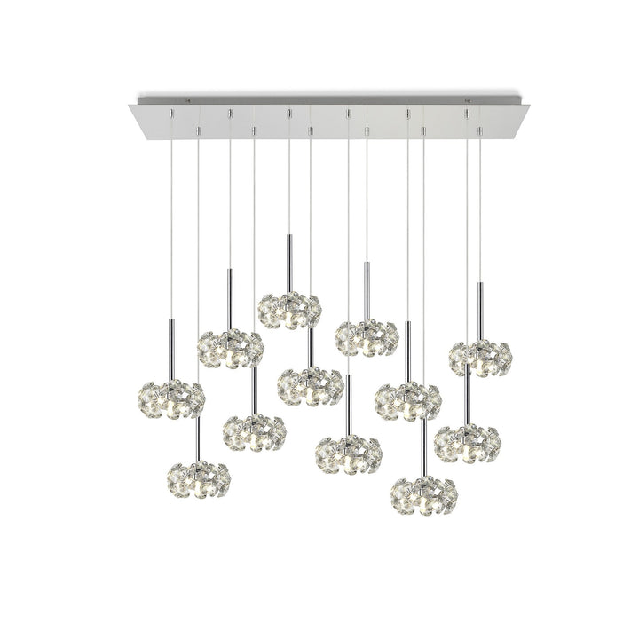 Nelson Lighting NLK05029 Paris 12 Light Linear Pendant Polished Chrome Crystal