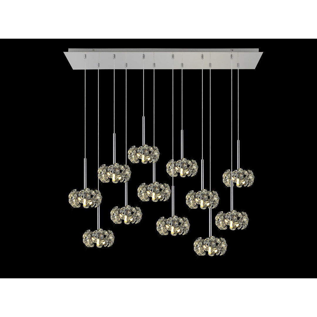 Nelson Lighting NLK05029 Paris 12 Light Linear Pendant Polished Chrome Crystal