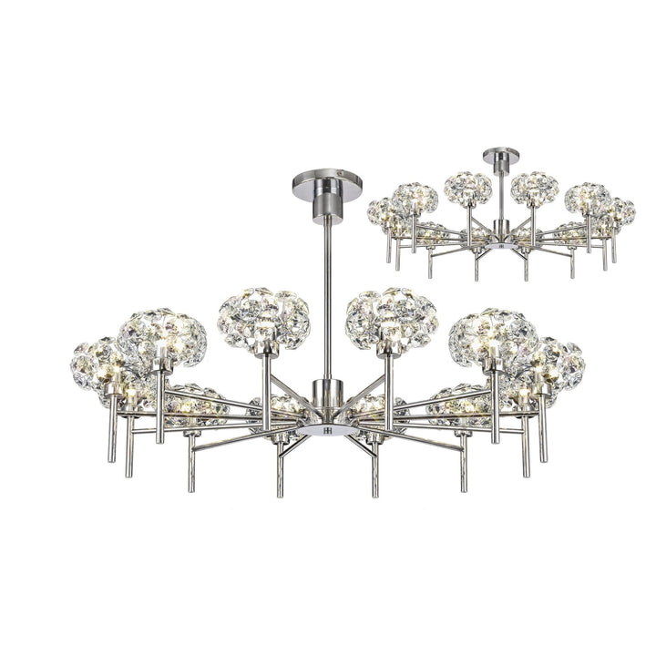 Nelson Lighting NLK05039 Paris 12 Light Pendant/Ceiling Light Polished Chrome Crystal