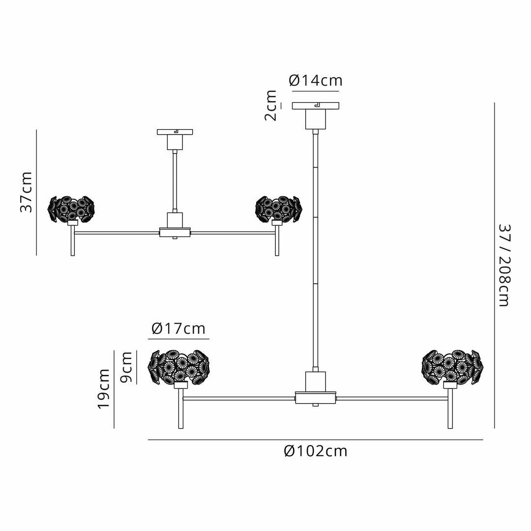 Nelson Lighting NLK05039 Paris 12 Light Pendant/Ceiling Light Polished Chrome Crystal