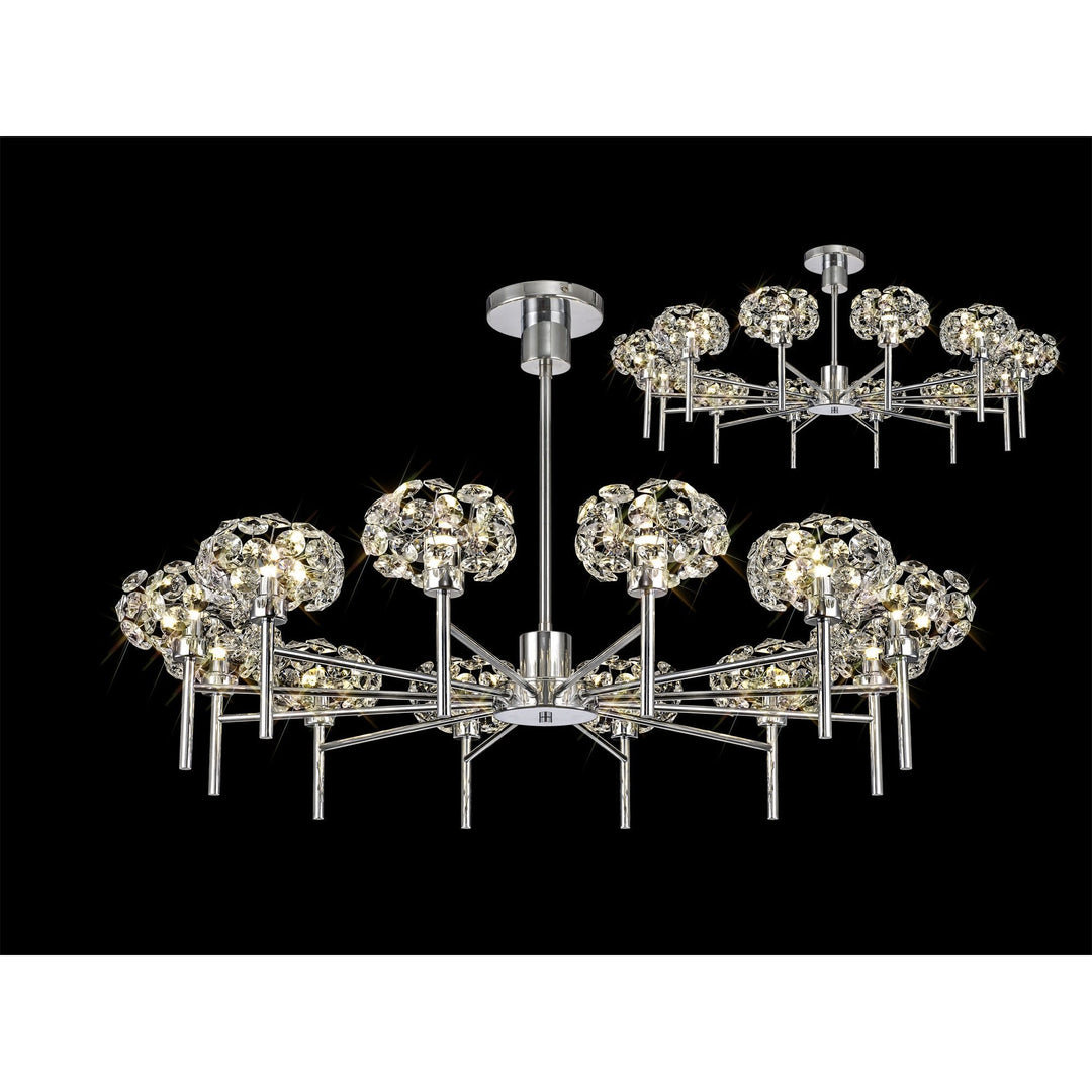 Nelson Lighting NLK05039 Paris 12 Light Pendant/Ceiling Light Polished Chrome Crystal