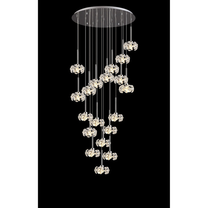 Nelson Lighting NLK05069 Paris 19 Light Round Pendant Polished Chrome Crystal