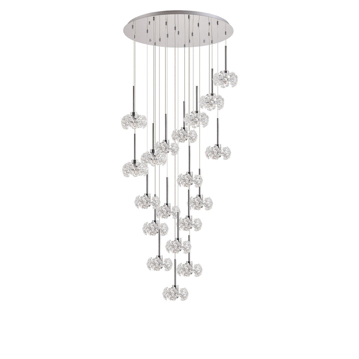 Nelson Lighting NLK05069 Paris 19 Light Round Pendant Polished Chrome Crystal