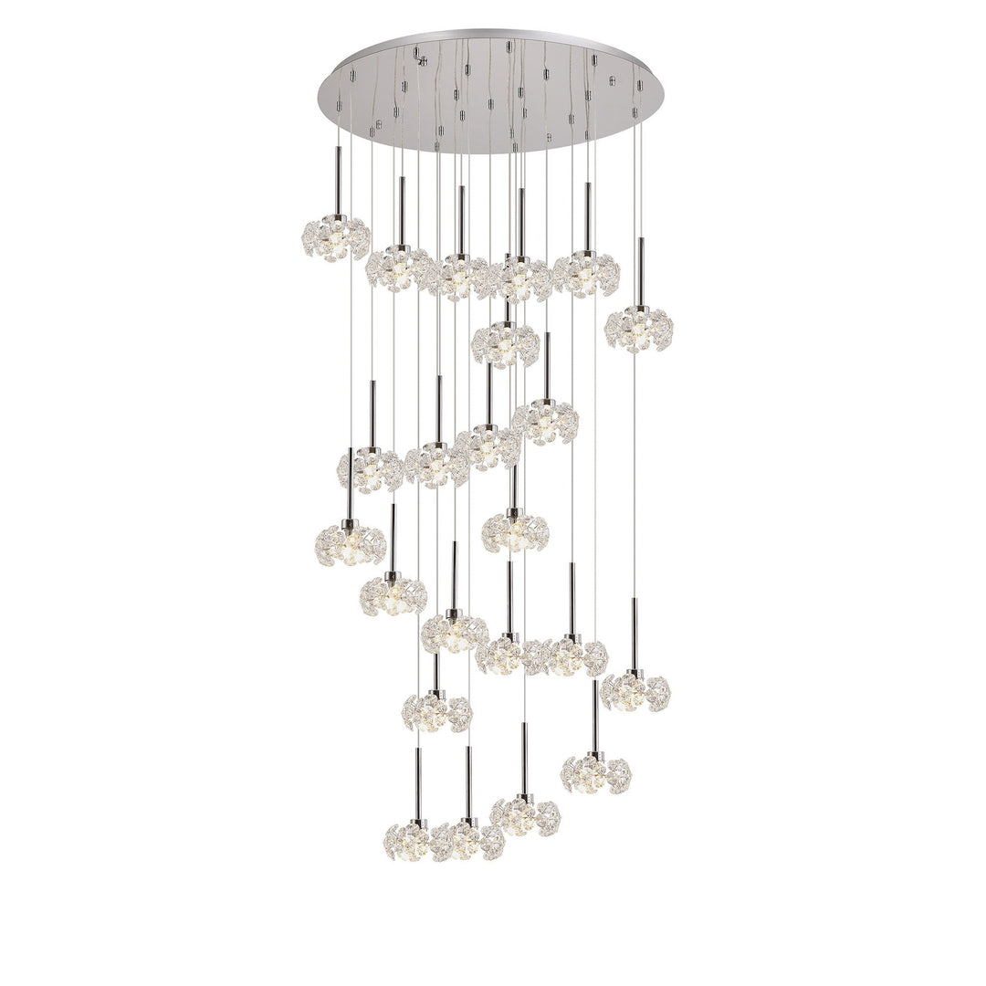 Nelson Lighting NLK05079 Paris 24 Light Round Pendant Polished Chrome Crystal