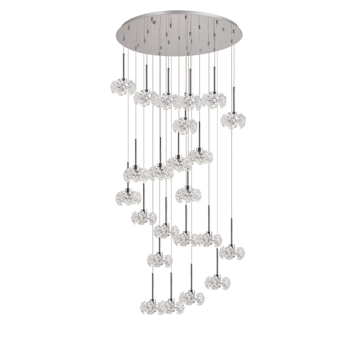 Nelson Lighting NLK05079 Paris 24 Light Round Pendant Polished Chrome Crystal