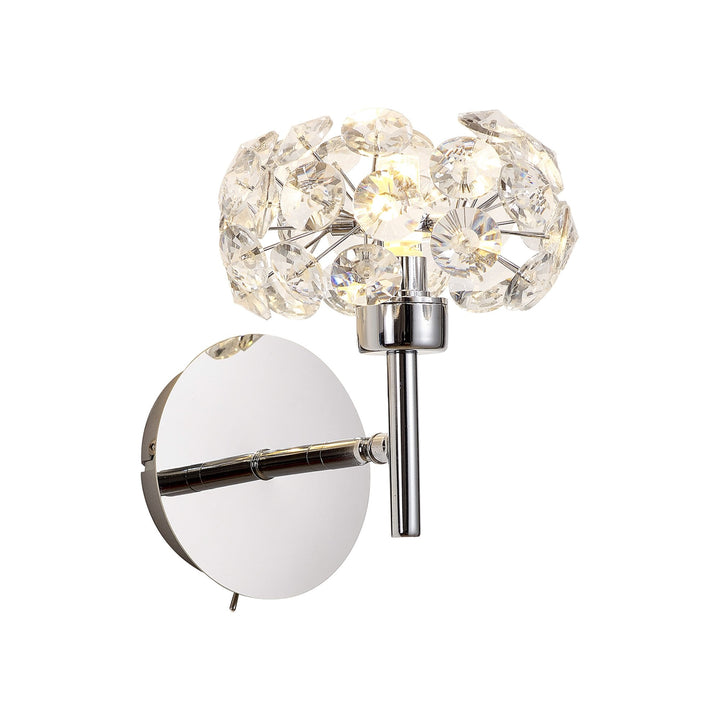 Nelson Lighting NLK05089 Paris  1 Light Wall Light Polished Chrome Crystal